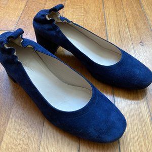 Navy Everlane Day Heel Suede